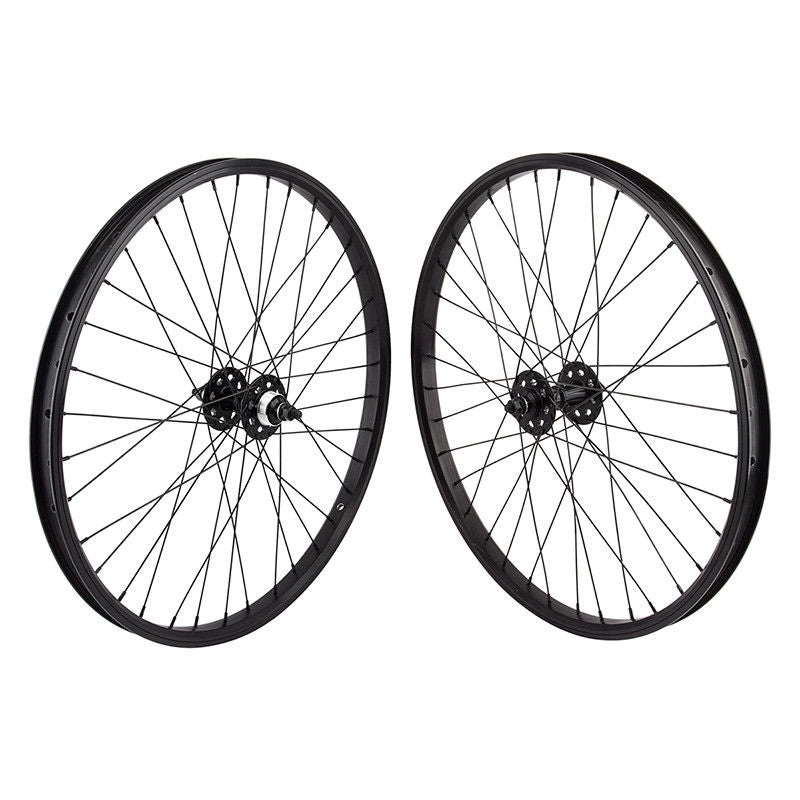24″ SE Racing Wheelset – Pair – 36H – Double Wall – Sealed Bearing – Freewheel – Black