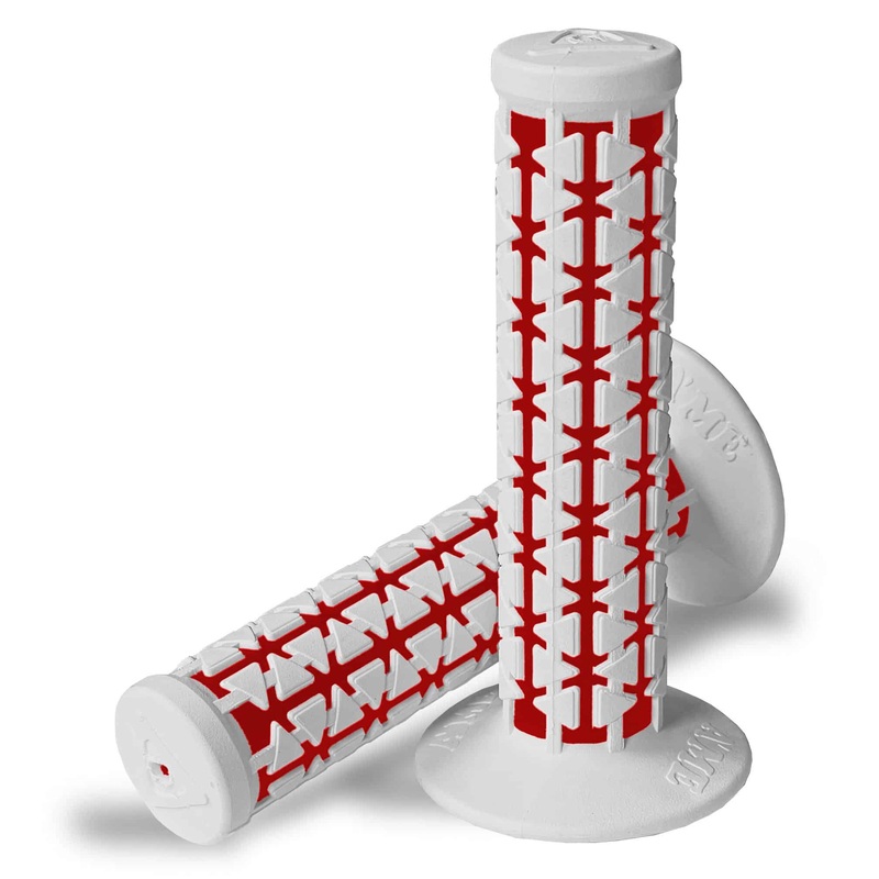 AME Dual BMX Grips – Flanged – White over Red – Made in the USA