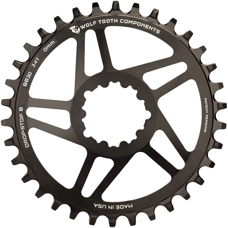 Wolf Tooth Direct Mount Chainring – 34t SRAM Direct Mount Drop-Stop B For BB30 Short Spindle Cranksets 0mm Offset BLK
