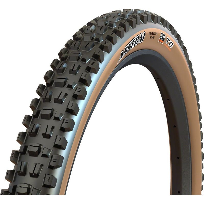 Maxxis Assegai Tire – 27.5 x 2.5 Tubeless Folding Black/Tan EXO