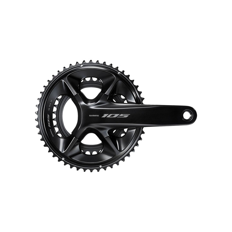 Shimano 105 FC-R7100 Crankset – 175mm 12-Speed 50/34t 110 Asymmetric BCD Hollowtech II Spindle Interface BLK