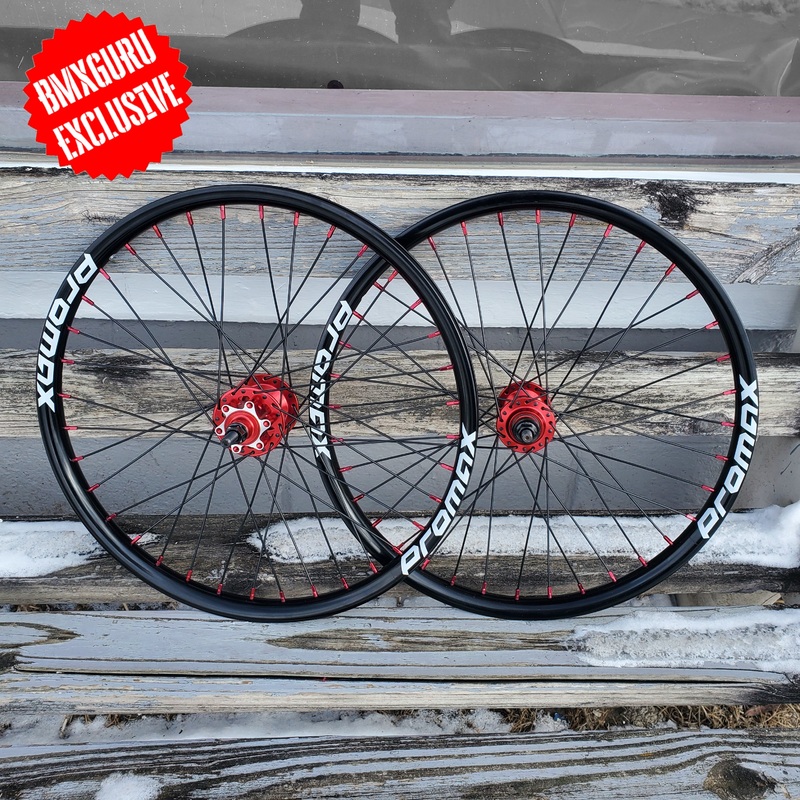 20″ Promax RMV BMX Disc Brake Wheelset – Black/Red – Tubeless Ready