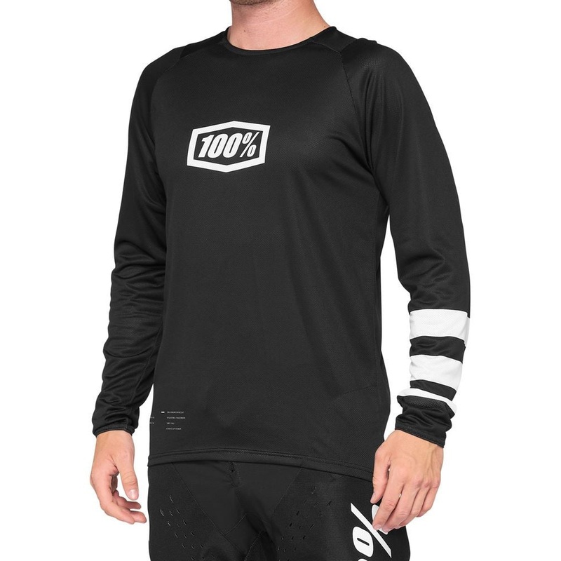 100% R-Core Long Sleeve MTB Jersey – Black-White – 2022
