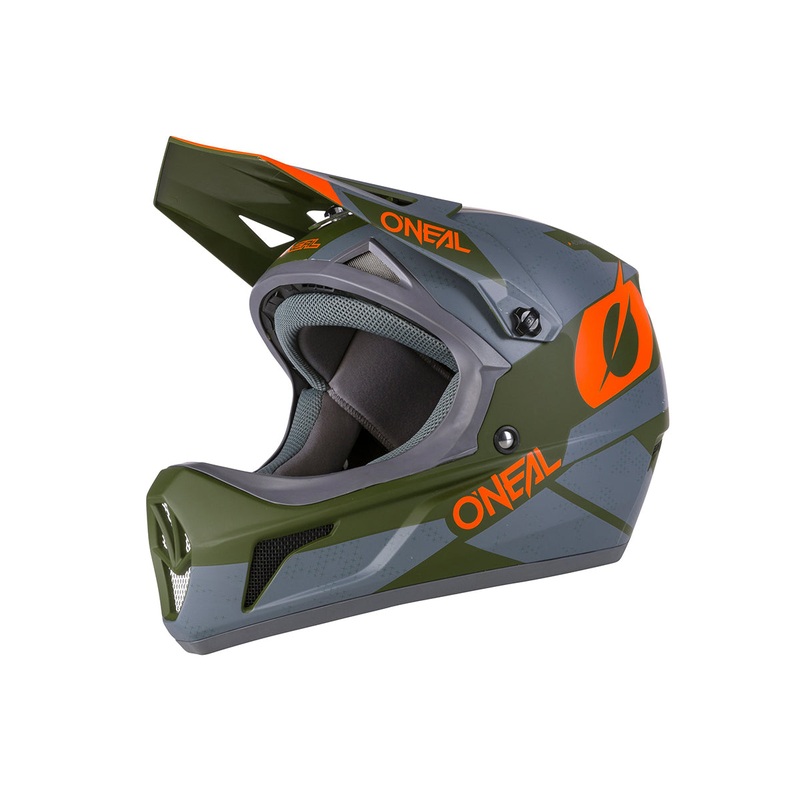 O’Neal Sonus Deft Full Face Helmet – Gray-Olive-Orange