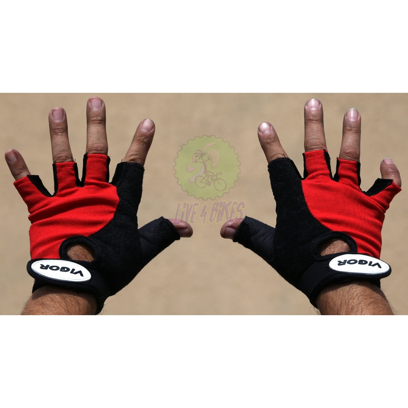 Vigor Storm Gloves Black / Red Short Fingered Cycling protective gloves – Live4bikes