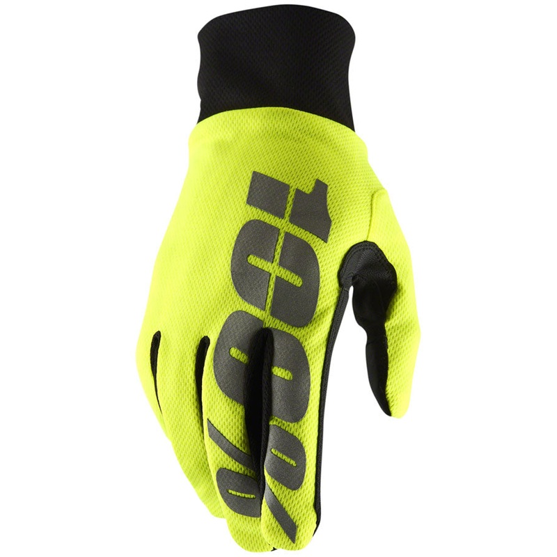 100% Hydromatic Gloves – Neon Yellow Full Finger Mens Medium