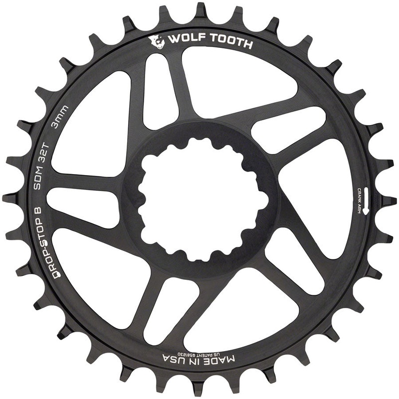 Wolf Tooth Direct Mount Chainring – 32t, SRAM Direct Mount, Drop-Stop B, For SRAM 3-Bolt Boost Cranks, 3mm Offset, Black