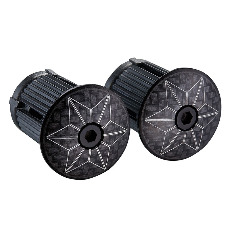Supacaz Star Plugz Bar Plugs  Anodized Aluminum Carbon & Oil Slick Finish, Lightweight & Laser-Etched Bike Bar End Caps for Performance & Style