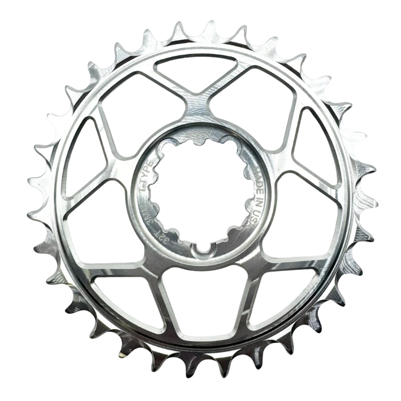 5Dev T-Type Aluminum Chainring, Raw, Sram 8 Bolt, 30 Tooth, 3mm Offset
