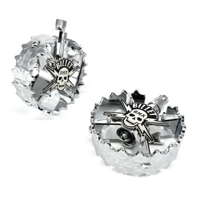 Billet Skull Chrome Pro Series Round Pedal Set