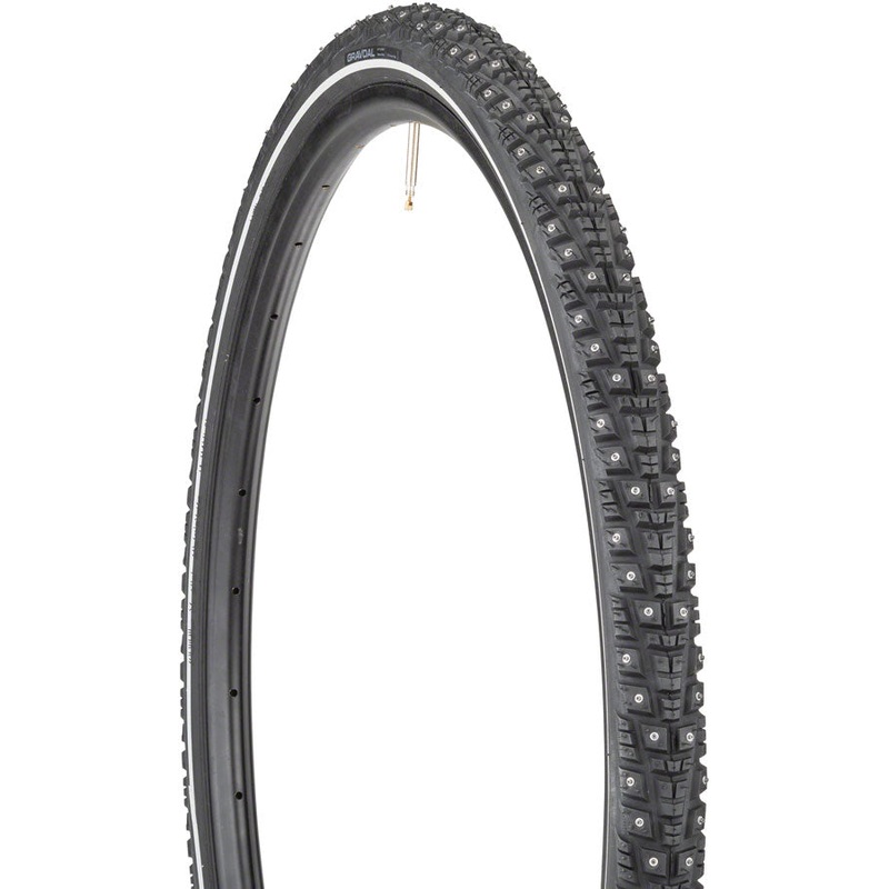 45NRTH Gravdal Tire – 700 x 38 Tubeless Folding BLK 60 TPI 252 Concave Carbide Studs