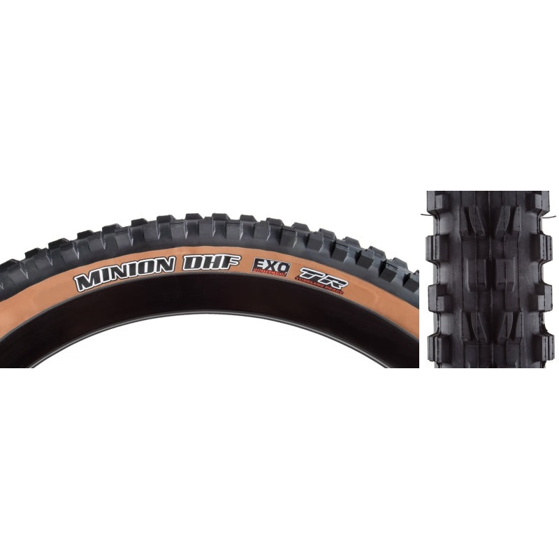Maxxis Minion DHF Tire – 29 x 2.6 Tubeless Folding BLK/Dark Tan Dual EXO Wide Trail