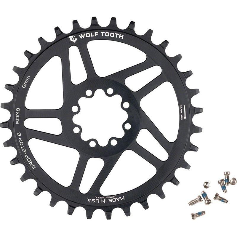 Wolf Tooth Direct Mount Chainring – 32t SRAM Direct Mount Drop-Stop B For SRAM 8-Bolt Cranksets 0mm Offset Black