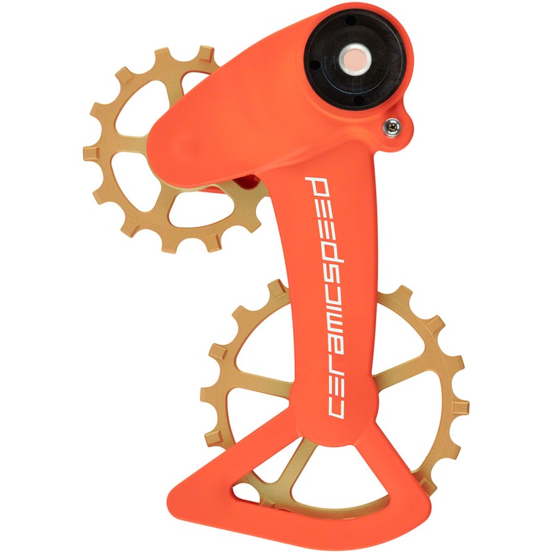 CeramicSpeed OSPW X  Pulley Wheel System SRAM Eagle AXS – Coated Races Alloy Pulley Carbon Cage Orange/Bronze Cerakote