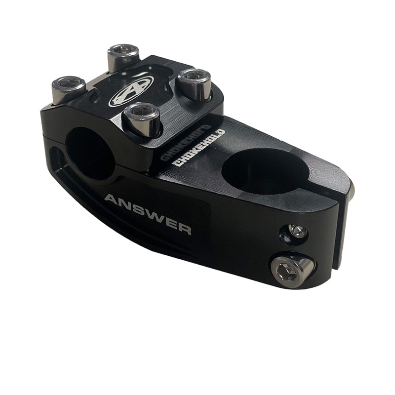 AnswerBMX Chokehold Aluminum BMX Stem  22.2mm Bar Diameter, 0 Rise, 45mm, 50mm, 55mm Lengths, Black, Lightweight & Durable Cycling Components