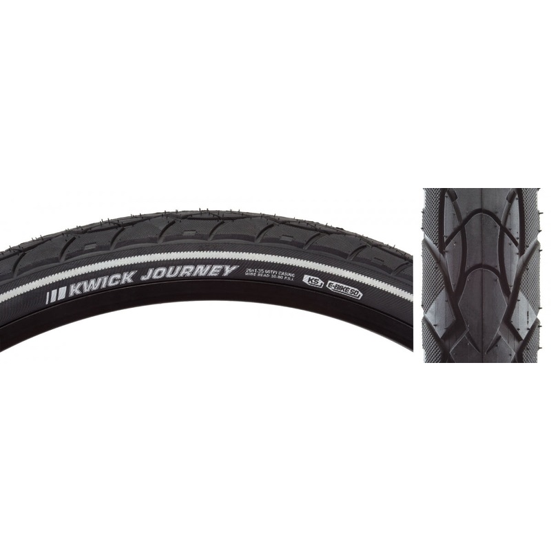 Tire Ken Kwick Journey Sport 26X1.35 Black/Bk/Ref Src/Ks Wire 80Psi E50