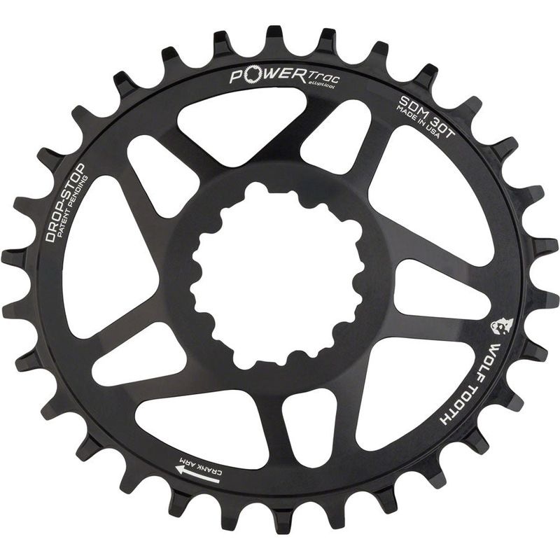 Wolf Tooth Elliptical Direct Mount Chainring – 30t SRAM Direct Mount Drop-Stop For SRAM 3-Bolt Cranksets 6mm Offset Black