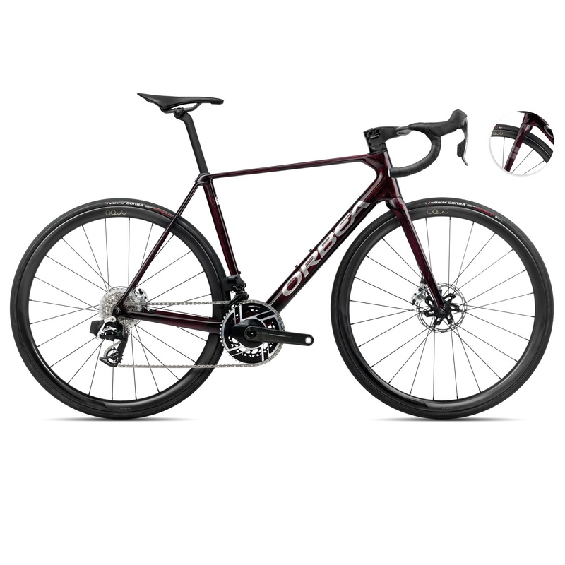 2025 Orbea ORCA M11eLTD PWR Racing ROAD BIKE – 55cm, Wine Red Carbon View-Titanium (Gloss)