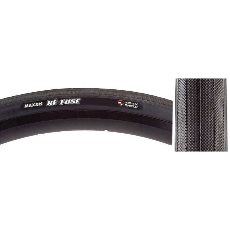 Maxxis Re-Fuse Tire – 700 x 23 Clincher Folding Black Single MaxxShield