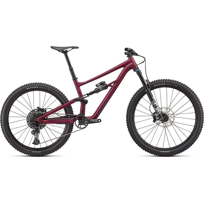 2022 Specialized status 140 bike satin raspberry / cast umber s1