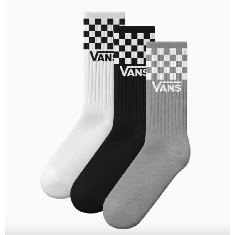 Vans Classic Checker Crew Socks 3 Pack Checkerboard Black / White