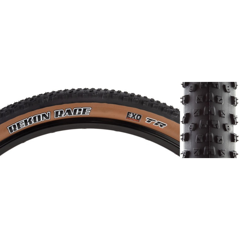 Maxxis Rekon Race Tire – 29 x 2.4 Tubeless Folding BLK/Tan Dual EXO Wide Trail