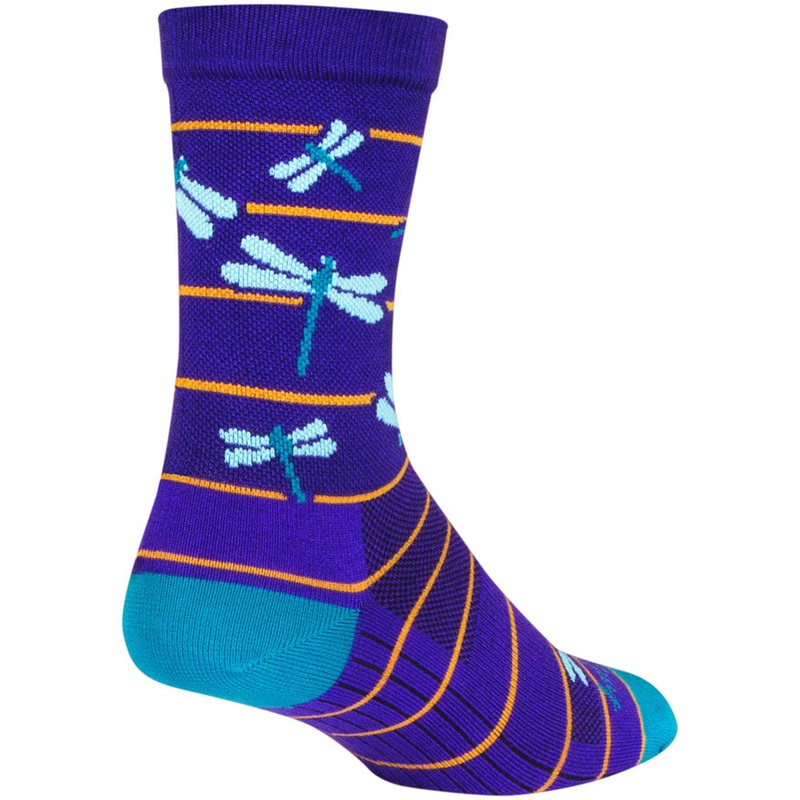 SockGuy Dragonflies Crew Socks – 6″ Purple/Blue/Orange Large/X-Large