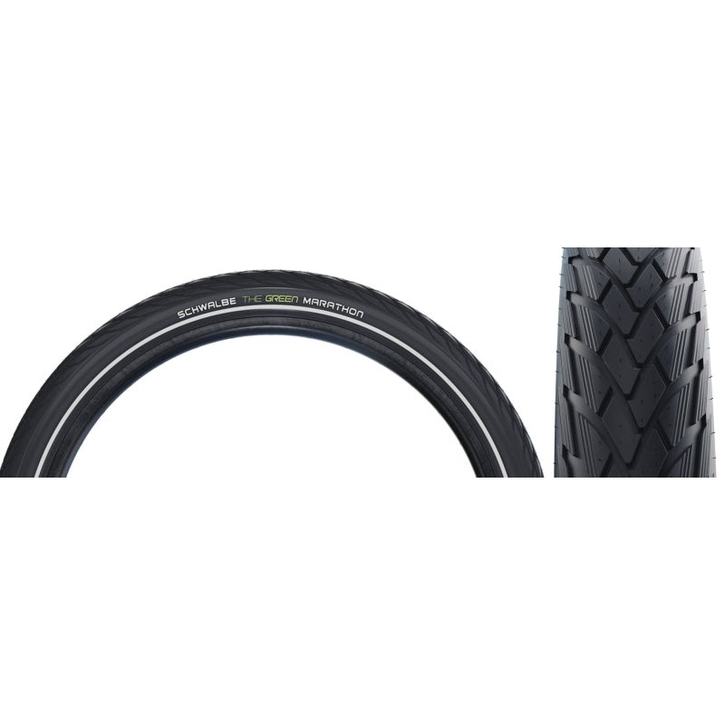 Schwalbe Green Marathon Tire – 700 x 28 Clincher Wire BLK/Reflective Performance Line GreenGuard TwinSkin Addix