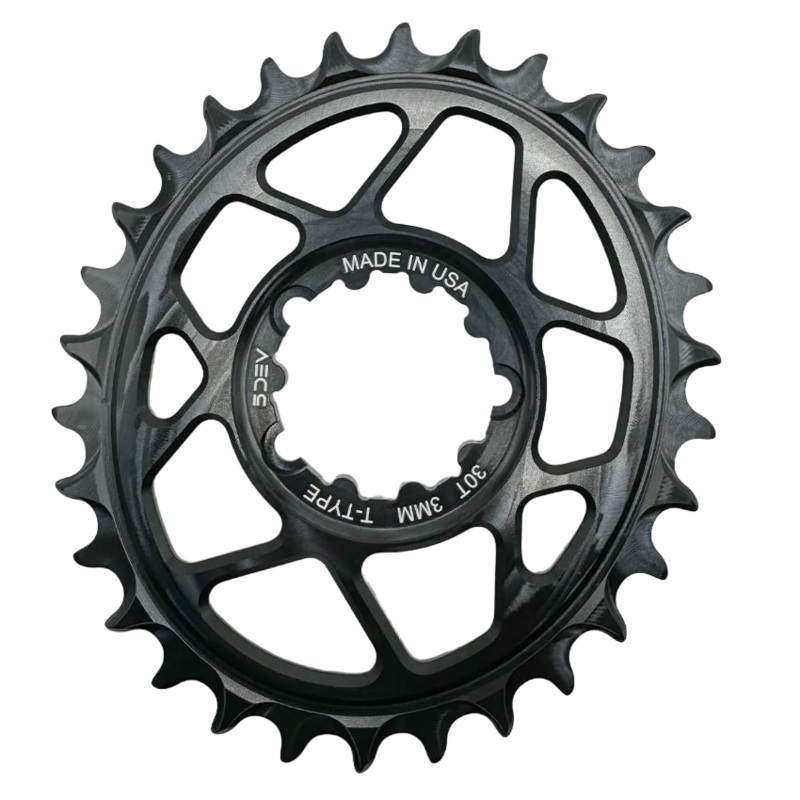 5Dev T-Type Aluminum Oval Chainring, Black, SRAM 3 Bolt, 32 Tooth, 3mm Offset