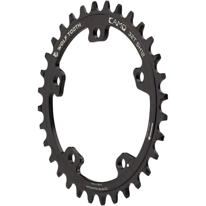 Wolf Tooth CAMO Aluminum Chainring – 32t, Wolf Tooth CAMO Mount, Requires 12-Speed Hyperglide+ Chain, Black