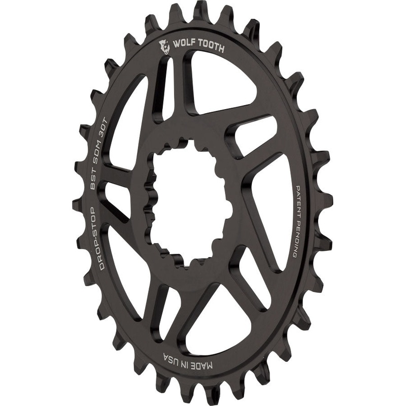 Wolf Tooth Direct Mount Chainring – 30t SRAM Direct Mount Drop-Stop A For SRAM 3-Bolt Boost Cranks 3mm Offset BLK