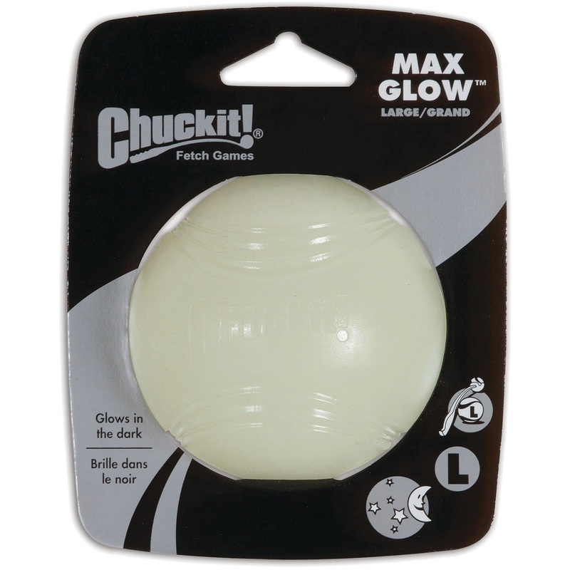 Chuckit! Max Glow Dog Balls  Durable, Glow-in-the-Dark Rubber Toys for Medium & Large Dogs, Perfect for Active Play & Nighttime Visibility