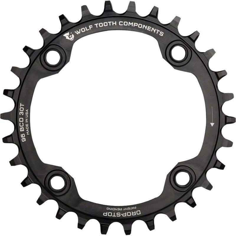 Wolf Tooth 96 Symmetrical BCD Chainring – 32t 96 BCD 4-Bolt Drop-Stop For Shimano Cranks Black