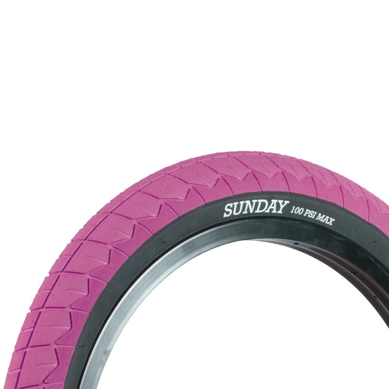20×2.40 Sunday BMX Current V2 Tire – 100 psi – Pink w/ Black Sidewall