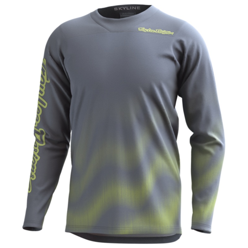 Troy Lee Designs Skyline Chill Long Sleeve MTB Jersey – Waves – Light Gray – 2023