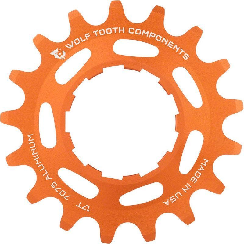 Wolf Tooth Single Speed Aluminum Cog – 17t Compatible with 3/32 Chains Orange