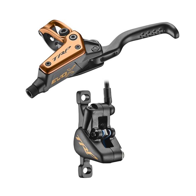 TRP EVO X HD-M9020 Disc Brake Lever – Right/Front Rear 1900mm Hose Post Mount 2-Piston Gold